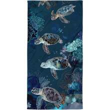 Sea Turtle Flower Oversized Sand Free Beach Towel 31''x71'' Lightweight Quick Dry Microfiber Towel For Travel, Swimming, Pool, And Camping, Absorbent And Compact Beach Essential For Women Men Summer Holiday Bathroom Decor Beach Essentials