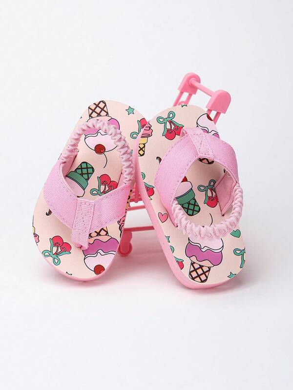 1 Pair Cute Printed Non-Slip Slip-On Sandal Slippers, Kids Outdoor Shoes