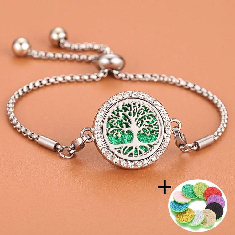 Aromatherapy Bracelet Aromatherapy Diffuser Jewelry Adjustable Chain Crystal Locket Perfume Diffuser Bracelet For Women Men Flower Love Cat Aroma Diffuser Bracelet Bangle - Multicolor - View 20
