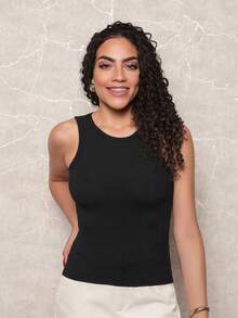 Kit 2 Women's Ribbed Tank Tops Basic Blouse Casual Sleeveless T-Shirt - Gray/Black - View 4