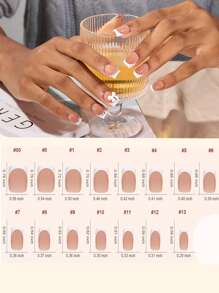 150 tiras de uñas de gel francés - 15 tamaños - cuadradas cortas - marrón y blanco, con base precubierta, pegatinas de uñas de gel 3 en 1, hazlo tú mismo, tiras de uñas de gel acrílico suaves y reutilizables, calidad de salón, ideal para manicura de mujer, uñas postizas, suministros para uñas