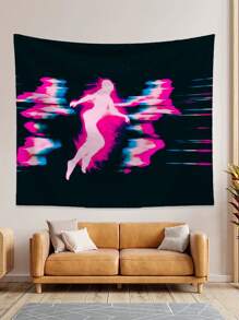 1pc Phantom Body Art Print Tapestry, Wall Decor, Ins Style, Polyester Hanging Tapestry For Living Room, Bedroom, Office, Dorm, Home Decoration, Party, With 3 Wall Nails And 2 Clips Included