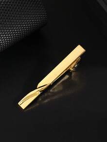 1pc Customized Letter Name Elegant 4-Color Tie Clip, Slant Businessman Suit Tie Clip Accessory - Multicolor - View 5