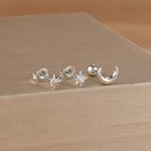 Conjunto de 3 piezas de aretes de acero inoxidable color oro con circonita para mujeres, pendientes de cartílago, helix y trago para perforación corporal