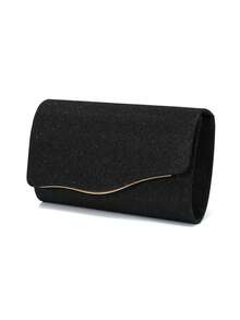 Black Large Women Clutch Purse Evening Bag Prom Handbag With Detachable Chain For Wedding Elegant - Black - View 6