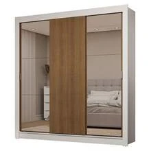 Ropero Closet Madesa 3 Puertas 2 Espejos Color Blanco y Marrón 10 - Blanco y Marrón - Ver 2