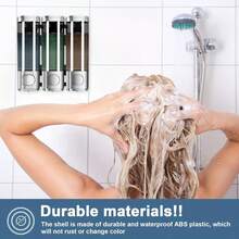 1 pieza Dispensador de champú a prueba de fugas con 3 compartimientos, diseño de montaje en pared para la ducha, con dispensador de acondicionador sin necesidad de taladrar, adecuado para baño, cocina y hotel