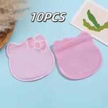 Sanrio 10Pcs Sanrio Hello Kitty Ziplock Bag Cute Cartoon Jewelry Cosmetics Transparent Packaging Sealed Bag Pet Nail Art Packaging Wholesale