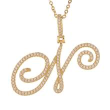 1pc Copper Zirconia A-Z Alphabet Pendant Chain Necklace Fashion Woman Initial Name Jewelry