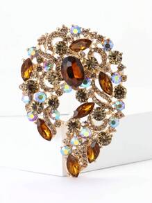 Broche de flor de cristal grande y elegante para mujer, adecuado para usar con vestido, traje, sombrero, zapatos, pañuelo con flor