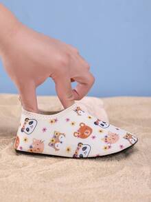 1 Pair Kids Outdoor Sport Casual Fashionable Non-Slip Breathable Cartoon Design Boys Girls Beach Sandals, Dinosaur/Unicorn Water Shoes, Yoga Shoes - White - View 5