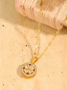 1 Piece Of Light Luxury Elegant Stainless Steel Rotatable Multi-Color Flower Pendant Necklace Elegant And Fashionable Representative Jewelry Suitable For Daily/Banquet/Party Wear Holiday For Girlfriend For Girlfriends
