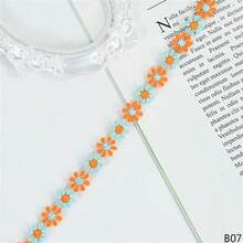 3 Yards Daisy Flower Lace Roll Embroidered Polyester Trim Ribbon DIY Clothing Garment Accessories Sewing Trimmings - Multicolor - View 15