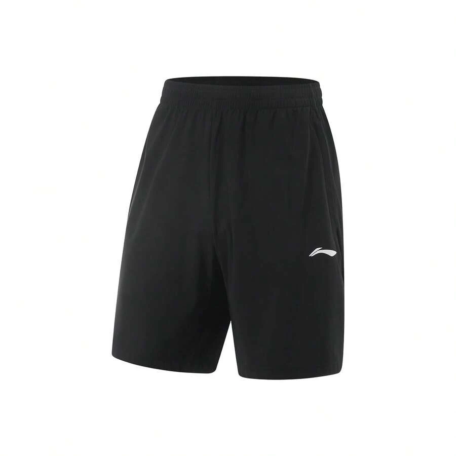 LI-NING 速干训练短裤，采用 AT DRY FREEZE 速干科技，夏季防紫外线，弹力面料，男士宽松休闲短裤，AKYV033 - 黑色 - 查看 1