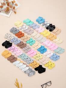 10 Randomly Packed Pairs Of Super Soft, Adorable Colorful Striped Socks With Bowknots And Hearts For Babies And Children - Multicolor - View 3