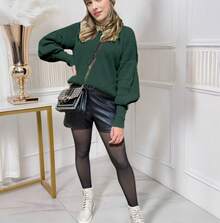 Women's Cold Weather Blouse Turtleneck Knitted Sweater - Army Green - View 4