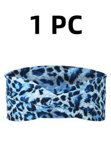 1/6pcs Elastane Fashion Leopard Print Yoga Headband - Wide Knot Sports Sweatband For Normal Hair Vintage Style Soft Stretchy Non-Slip Moisture-Wicking Leopard Print Headbands For Women - Stylish Sports Accessories For Running, Cycling, Gym