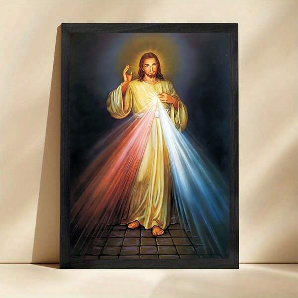 1pc Religion Wall Arts Posters Holy Hanging Paintings Of Jesus For Bedroom Study Living Room Corridor Wall Decorative Art Printed Picture Posters Universal Love Is Love God And Lovers Hanging Painting Imitation Oil Painting(No Frame)