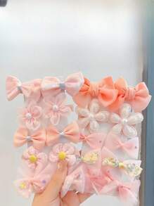 20pcs Cute Flower & Bow Hair Clips, Bangs Hairpins Hair Accessories, Won't Damage Hair