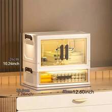 CASEGRACE 1pc Foldable Cosmetic Storage Cabinet - Large-Capacity Transparent File Storage Box, Large Drawer Unit, Suitable For Storing Cosmetics, Skincare Products, Documents, And Books
