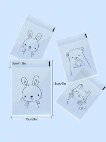 100pcs, Cute Cartoon Transparent Self-Adhesive Bread Bag, Bean Paste Pineapple Bag Baked Sliced Toast Whole Wheat Bread Self-Sealing Packaging, Biscuit Bag