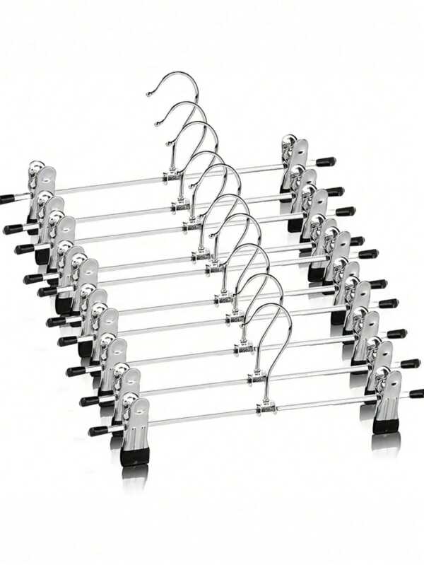 10 Stücke galvanisierte Hosenclips, multifunktionale Edelstahl Kleiderbügel für rutschfeste Aufbewahrung, keine Spuren hinterlassend