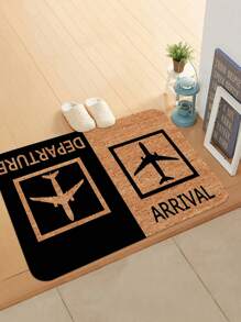 1pc Airplane Patterned Doormat, Soft Plush Absorbent Non-Slip Rectangular Rug Suitable For Entryway, Bedroom, Home