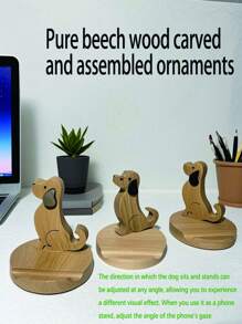2 pezzi/1 pezzo Supporto per telefono/tablet a forma di cane in legno carino, porta oggetti multifunzione per scrivania, adatto per ufficio, tavolino da caffè, casa e giardino, interno ed esterno, ottimo regalo per vacanze, laurea, ritorno a scuola, Natale