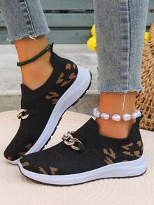 Women's Black & Grey Contrast Mesh Breathable Sneakers, Shock Absorbing Non-Slip Running Shoes, Casual Multifunctional Comfortable Outdoor Sports Shoes, Lightweight Breathable Walking Shoes, Non-Slip Sole, Mesh Upper, Suitable For Fitness, Travel, Work, Casual Wear - Multicolor - View 3