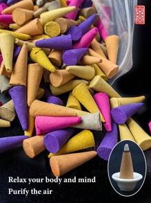 50/100pcs, Agarwood Incense Cone, Incense Tower, Home Incense, Air Purification, Meditation, Lavender, Agarwood Sandalwood, Gardenia, Jasmine, Osmanthus, Wormwood, Mixed Pack