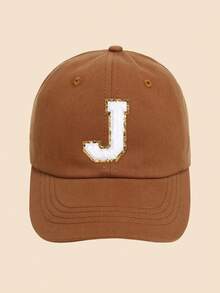 1pc Solid Caramel Color Letter Decor Baseball Cap, For Girls Ages 1-5 Years Old, Suitable For Spring/Summer Everyday Casual Wear - Caramel - View 7