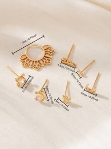7pcs/Set Elegant Mini Cubic Zirconia Snail, Seahorse, Star & Moon Stud Earrings Set, Suitable For Women Vacation, Party & Daily Wear