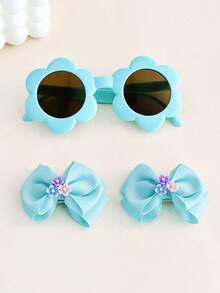 1 Pack Lovely Light Green Glasses Hair Clip Set - Cute Gift For Kids - Adorable And Stylish Hair Accessories - Multicolor - View 3
