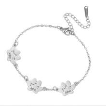 1PC Paw Print Name Bracelet Personalized Titanium Steel Pet Memorial Jewelry Choose From 1 2 3 Or 4 Paw Prints Available In Gold And Silver Colors Minimalist Fashion Design Lightweight Durable Shiny Scratch Resistant Comfortable To Wear Elegant Texture Perfect For Pet Lovers Dog And Cat Owners Meaningful Pet Bracelet For Daily Fashion Outfit Or As A Gift Memorial Jewelry For Birthday Anniversary Holiday Or Special Occasion - Silver - View 13