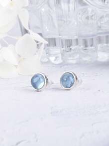 Orecchini con acquamarina/quarzo rosa in argento sterling 925, pietre naturali, semplici e delicati, gioielli classici da donna, ottimo regalo