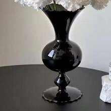 Lake Balaton 1pc Black Glass Vase, Suitable For Dried Flowers, Hydroponics, And Home Decor, Can Be Used As Tabletop Decoration,Halloween Decor, Fall Decor Room Decor Flower Vase - Black - View 6