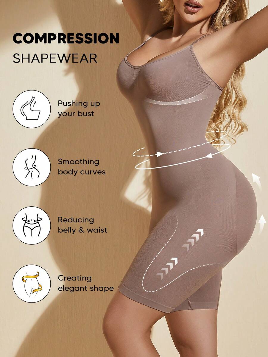 Women's High Elastic Waist Shaping Tight Jumpsuit, Suitable As Base Layer