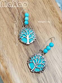 Women's Turquoise Vacation Beach Style Earrings, Suitable For Daily Wear - Beach Style Turquoise Earrings - View 4