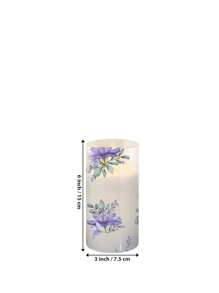 Set de 1/3 velas sin llama de cera violeta con diseño impreso, velas LED parpadeantes con temporizador y control remoto, decoración para reuniones en el hogar, bodas, Acción de Gracias, Navidad, cumpleaños, Día de la Madre, fiestas, graduación