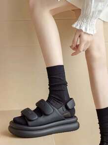 1 par de calcetines de punto liso con aplicación de encaje sobre la rodilla, calentadores de piernas con rayas verticales/de cuadrícula, calcetines de media caña con puño estriado y empalme, medias altas respirables con rayas verticales para JK
