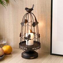 1PC Decorative Birdcage Candle Holders, For Pillar Candles, Black White Vintage Candle Holder, Metal Bird Cage Candle Stands, For Rustic Home Decor Table Wedding Centerpiece Bird Decor