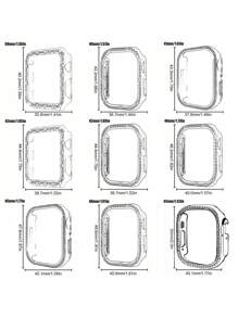 5pcs/Set Men Women Shiny Rhinestone Decor Fashionable Glamorous Anti-Fall 2 In 1 Ultra-Thin Tempered Glass Screen Protector Watch Case, Compatible With Apple Case 38/40/41/42/44/45/46/49Mm, Compatible With Apple Series Ultra/SE/10/9/8/7/6/5/4/3/2/1, Intelligent Watch Case Accessories