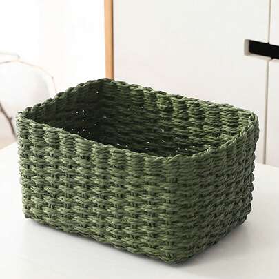 3pcs(S+M+L)/Set Handmade Woven Storage Baskets, Paper Rope Material Organizer Baskets For Living Room, Bedroom, Cabinet, Office, Home Decor, Farmhouse Decor, Holiday Gift Storage, Reusable Storage Bins For Stationery, Clothes, Toys, Cosmetics, Desk Organizer, Ideal Gift Basket