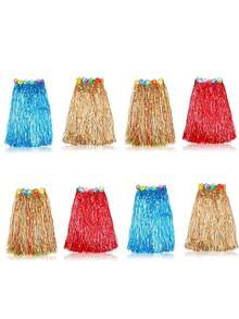 1PC Hula Dance Performance Costumes, Hawaiian Grass Skirts, Birthday Party Decorations Gifts, Party Supplies, Tropical Beach Party, Holiday Party Decorations, Tropical Theme Party Dance, Party Decorations Gift Supplies Grass Skirt Adult Women Men Elastic Hibiscus Flower Tropical Skirt, Length 60cm, Summer Colorful Multicolor, Suitable For Party, Performance, Hula Dance, Hawaiian Party - Multicolor - View 1