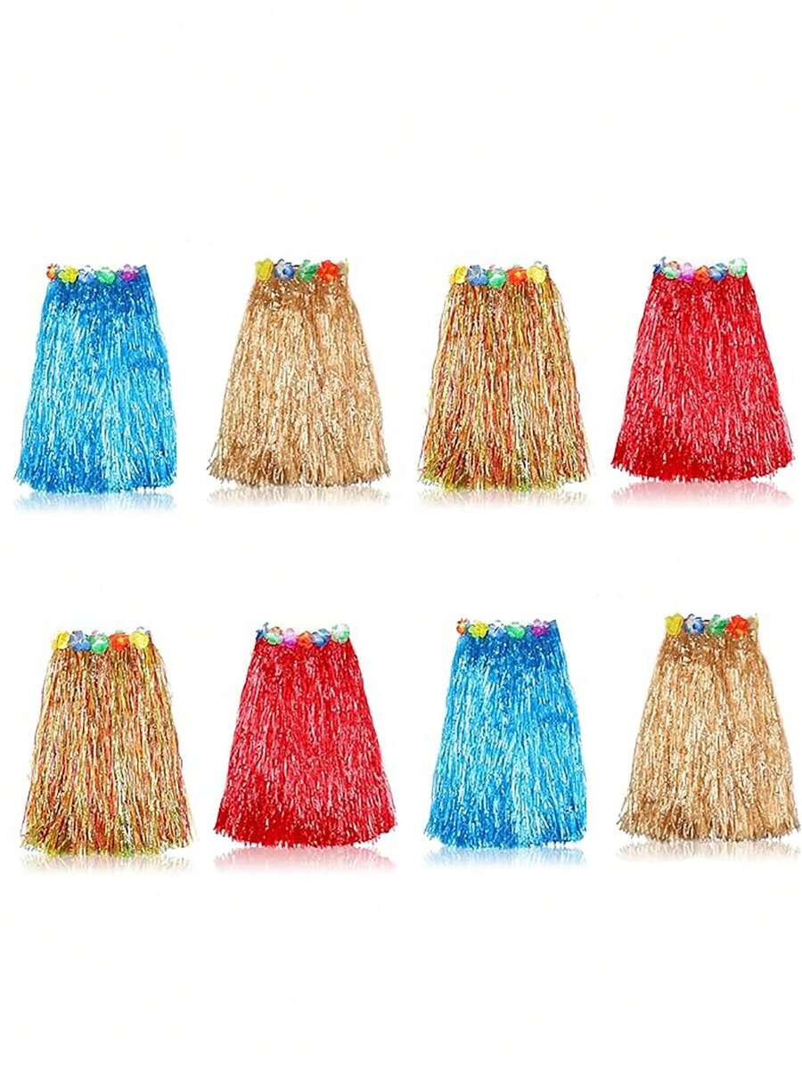 1PC Hula Dance Performance Costumes, Hawaiian Grass Skirts, Birthday Party Decorations Gifts, Party Supplies, Tropical Beach Party, Holiday Party Decorations, Tropical Theme Party Dance, Party Decorations Gift Supplies Grass Skirt Adult Women Men Elastic Hibiscus Flower Tropical Skirt, Length 60cm, Summer Colorful Multicolor, Suitable For Party, Performance, Hula Dance, Hawaiian Party - Multicolor - View 1