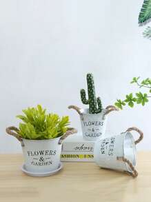 2pcs Small Iron Bucket Flower Pot, Gardening Decorative Iron Tin Bucket Vase For Succulent, Fresh Flowers, And Dried Plants, Suitable For Plant Cultivation