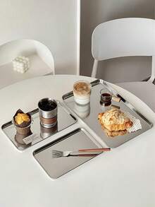 1 pieza Bandeja rectangular de metal para servir, plato de hospitalidad para hornear, exhibición de postres, té de la tarde, almacenamiento de cocina, uso en cafetería y reuniones