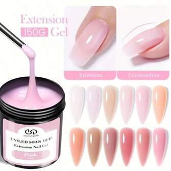Snabbtorkande 150g akrylgel för nagelförlängning - UV/LED-kompatibel, luktfri, soak-off-formula med hård gelé, perfekt för fransk manikyr och nagelbyggande, gelnageltillbehör