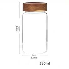 1 pieza Tarro de almacenamiento para condimentos con tapa de madera retro - Clásico contenedor transparente para organizar especias, té y talla grande - Accesorio para la cocina del hogar y viajes para preservación y organización