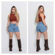 Denim Shorts Different Pocket Designs Women 3029 - 中等水洗藍 - 查看 7